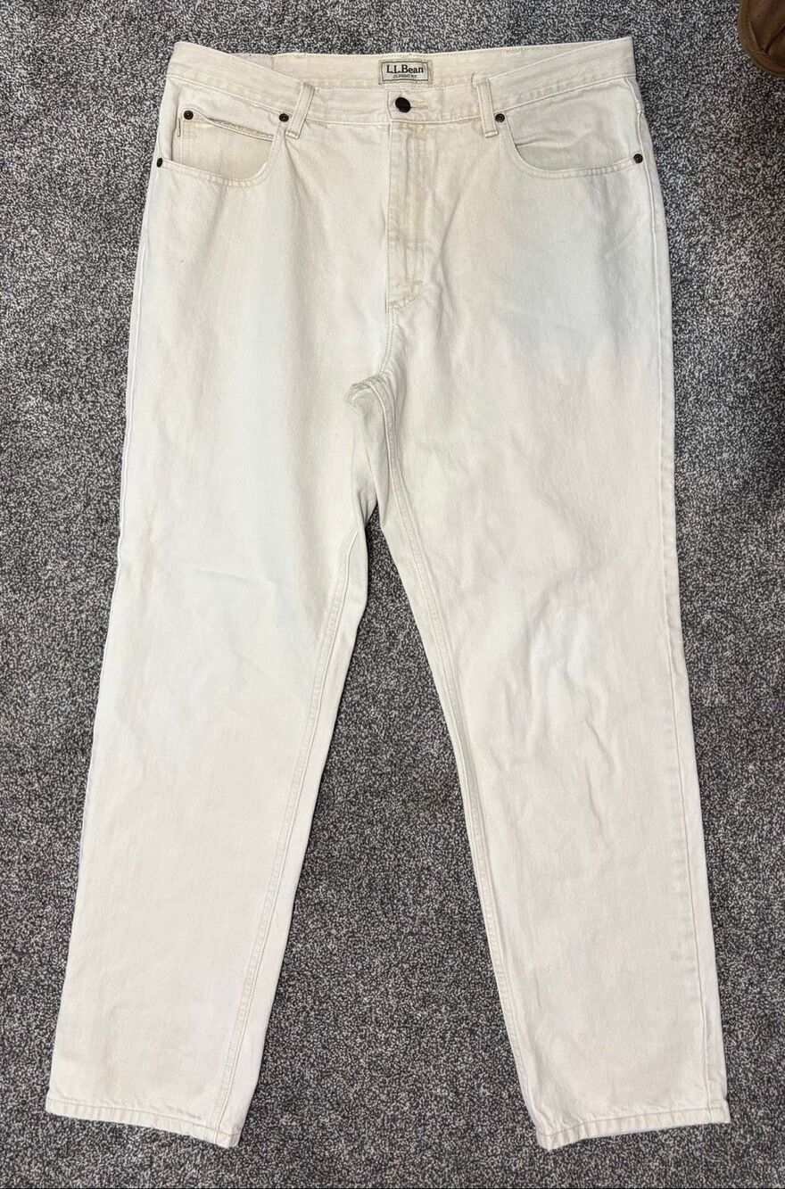 LL Bean Pants Men 37x32 Classic Fit Cotton Twill Khaki Tan